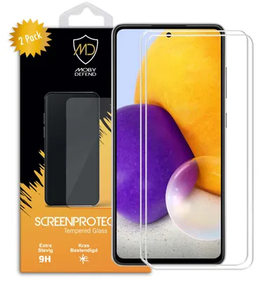 Productafbeelding van 2-Pack MobyDefend Screenprotectors - Geschikt voor  Samsung Galaxy A72  -  Case-Friendly Screensavers - Gehard Glas