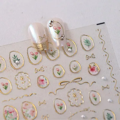 Immagine prodotto di Adesivi per unghie 3D, motivo fiori e fiocchi, per nail art, 1 foglio