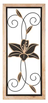 Zdjęcie produktu dla Panel ścienny Koman, żelazo i drewno, 26x2,5x60 cm, kolor brązowy i czarny, o Ferretti
