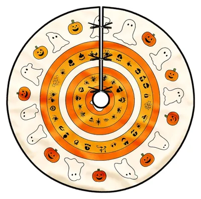 Produktbild von Kürbisbaumrock für Halloween, orange mit Spinnenmotiv, 152,4 cm