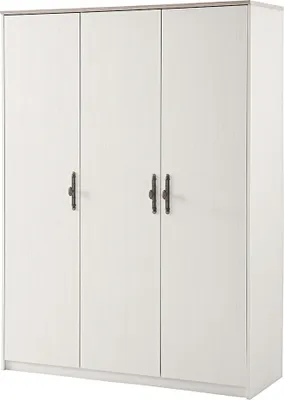 Produktbild von Schlafzimmer-Kleiderschrank, 138 cm breit, in Pinie weiß, 3-türig, Landhaus Stil LAISE-61