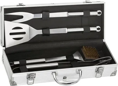 Immagine prodotto di Set di posate da barbecue in acciaio inox con custodia