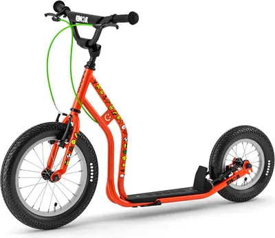 Produktbild von Yedoo Wzoom Emoji Kinder Roller Scooter Tretroller - für Kinder ab 6 Jahre, mit Luftreifen 16/12, Reflexelementen und verstellbarem Lenker Rot