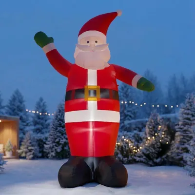 Imagen del producto de Muñeco de Navidad inflable XXL con luces LED - 400 cm - Decoración gigante de Papá Noel para jardín, iluminada