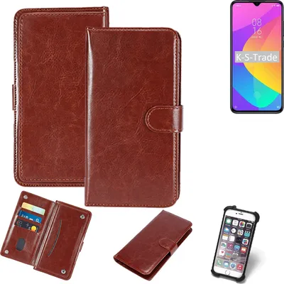 Produktbild von K-S-Trade 360° Hülle kompatibel mit Xiaomi MI 9 Lite braun Kunstleder Case BookCase WalletCase Kunstlederederhülle Handyhülle, Rundumschutz Bumper