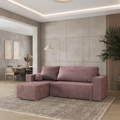 Produktbild von Masseno Ecksofa RAVELO M mit Schlaffunktion L-Form, Sofa mit Bettkasten, Wohnzimmersofa, Couch, Soffa, Bettsofa, Couchgarnitur- Lila, MONOLITH 62