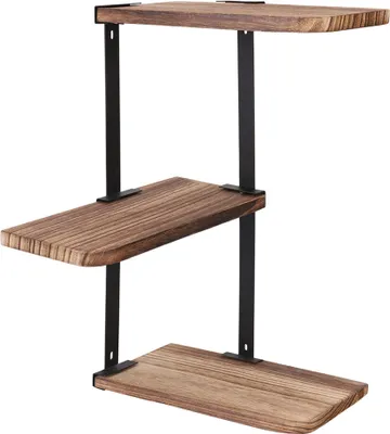 Produktbild von WISFOR Wandregal Wandboard Eckregal mit 3 Ablagen Rustikales Schweberegal Holz/Metall