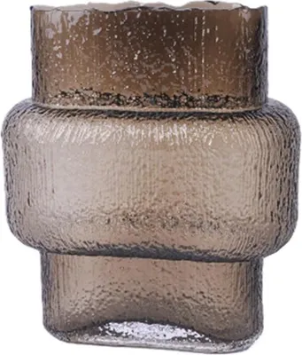 Image de Vase en verre Relief - Verre brun structuré, décoration élégante pour votre intérieur 27 cm