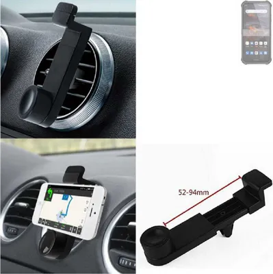 Produktbild von K-S-Trade Lüftungshalterung kompatibel mit Oukitel WP19 Pro KFZ-Halterung Autohalterung Handy-halterung Lüftungsgitter Lüftungsschlitze Schwarz