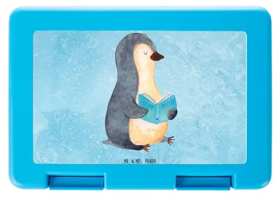 Produktbild von Mr. & Mrs. Panda Bentobox Pinguin Buch - Eisblau - Geschenk, Bento Box, Nichtstun, Ferien, Lunchbox, Ausruhen, Snackbox, Entspannen, Brot Aufbewahrungsbox, Brotzeitbox