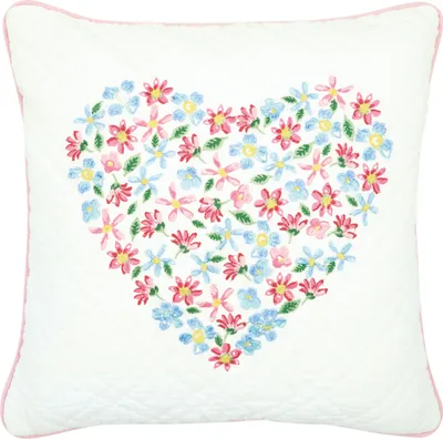 Produktbild von Greengate Columbine Love Kissenhülle mit Stickerei white 40cm