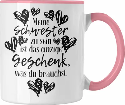 Produktbild von Trendation - Beste Schwester Tasse Spruch Geschenkidee Geburtstag Schwester von Schwester Bruder (Rosa)