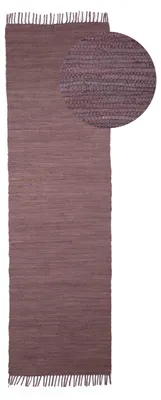Produktbild von Flickenteppich Kelim Chindi Uni Läufer Mauve 60x180 cm, handgewebt | Fleckerlteppich aus Baumwolle für Wohnzimmermit Fransen