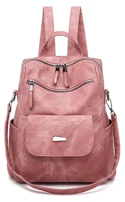 Produktbild von Damen Rucksack Schultasche Wasserdicht Handtasche Umhängetasche Pendler Schulrucksack Mädchen Daypack Reise Campus Rosa 32x13x29 cm