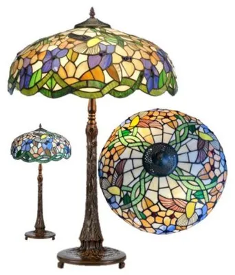 Immagine prodotto di Lampada da tavolo Tiffany con vetro colorato, collezione Slim SPRING, Ø40*72