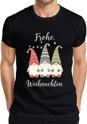 Produktbild von Frohe Weihnachten Weihnachtswichtel Gnom Lichterkette Wichtel Herren T-Shirt, Schwarz, 3XL