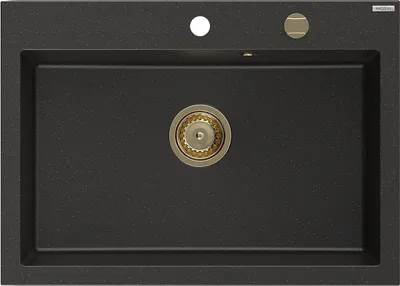 Image de Mexen Elix évier en granit 1 bac 700 x 500 mm, noir/or métallisé, siphon doré - 6526701005-75-G