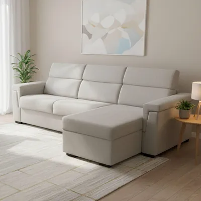 Immagine prodotto di Ganzaria - Divano Letto con Penisola, 285x160 cm Beige, Sfoderabile  Italy