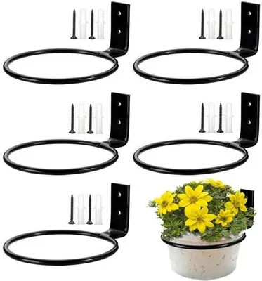 Produktbild von 5er Set Pflanzenschraube Wand Φ 10cm Pflanzenschraube Wandbefestigung Pflanzenschraubenring mit Montagezubehör Wandpflanzenschraube Haken Wandpflanzenschraube für Pflanzen Terasse Balkon schwarz