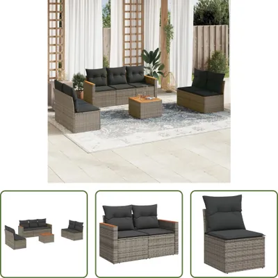 Produktbild von The Living Store 8-tlg. Garten-Sofagarnitur mit Kissen Grau Poly Rattan