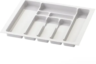 Produktbild von Sossai Besteckeinsatz Divio für Schubladen 60cm | 53 x 49 cm | Weiß Besteckkasten Schubladeneinsatz