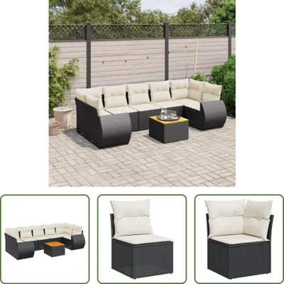 Produktbild von The Living Store 8-tlg. Garten-Sofagarnitur mit Kissen Schwarz Poly Rattan