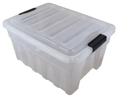 Produktbild von Aufbewahrungsbox 32L 46x35x25cm aus Kunststoff Transparent mit Deckel Stapelbox