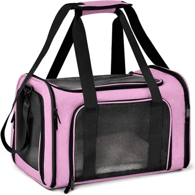 Image de Sac de transport pliable pour chats et chiens, portable, jusqu'à 5 kg, rose, taille M (43 x 28 x 28 cm)