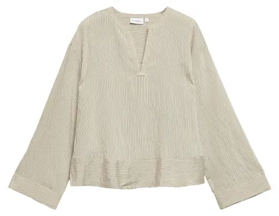 Produktbild von Comma Damen Tunika Bluse mit V-Ausschnitt, langen Ärmeln, strukturierter Oberfläche und Streifenoptik