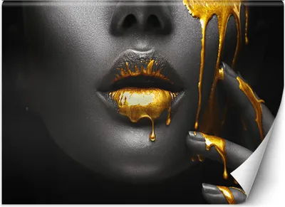 Produktbild von Vlies fototapete Gold Lippen Frau Abstrakt 400x280 cm Feeby Schwarz inkl. Kleber einfache Montage