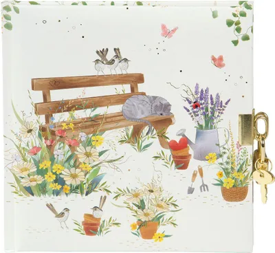 Produktbild von Tagebuch Garden Calm, Schloss, 16,5 × 16,5 cm, 96 weiße Seiten, bunt, Goldprägung