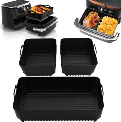Heißluftfritteusenform, 3-teiliges Heißluftfritteusenzubehör für Ninja Air Fryer 10,4 l AF500EU, Silikon-Heißluftfritteusenform für Ninja Foodi Flex 10,4 l, Heißluftfritteusenzubehör für Ninja Air Fryer (3-teilig)