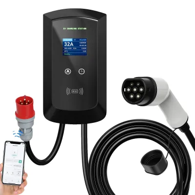 Zdjęcie produktu dla Stacja ładowania pojazdów elektrycznych, inteligentne sterowanie za pomocą aplikacji, wiele zabezpieczeń, 22 kW, 32A, trójfazowa, typ 2-b