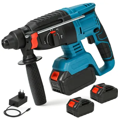 Image de Marteau perforateur sans fil - Capacité de 27 mm - Moteur sans balais - 4 fonctions - Rechargeable sans fil - 2 batteries - Or