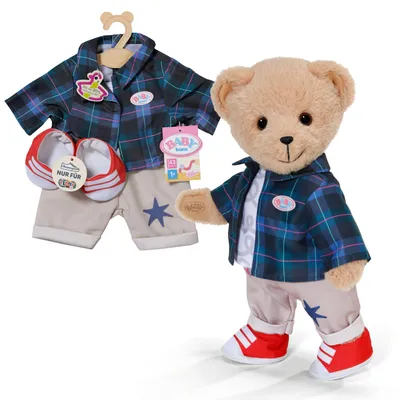 Produktbild von BABY born Teddy Cool-Outfit inkl. Shirt, Hose, lässiger Jacke und Schuhen für die Bärentatzen.