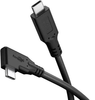 Image de Câble USB-C™ Goobay 79422 à 90°, 2 m, noir, 2 m - 60 W, 3 A, 5 Gbit/s, Power Delivery