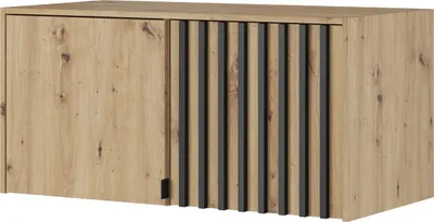 Produktbild von Furniture24 Aufsatz 2 Türiger Nelly 2D für Kleiderschrank 105 cm mit Lamellen Artisan Eiche/Schwarz