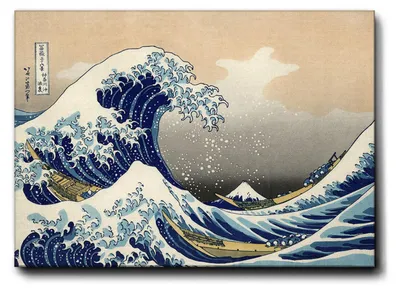 Image de Giallobus - La grande vague de Kanagawa - Hokusai - 100L x 70l cm - Tableau - Cadre en toile de qualité supérieure