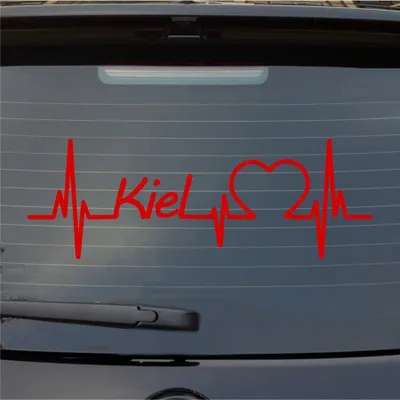 Produktbild von Heckscheibenaufkleber Kiel Herzschlag Puls Stadt Liebe 55x19 cm Rot Auto Aufkleber Sticker