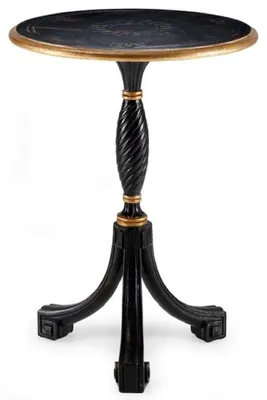 Produktbild von Casa Padrino Luxus Barock Beistelltisch Antik Schwarz / Antik Gold - Runder Barockstil 3-Bein Massivholz Tisch - Luxus Möbel im Barockstil - Barock Möbel - Luxus Qualität - Italy