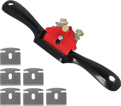 Imagen del producto de Cepillo de madera con 6 cuchillas de repuesto, ajuste de profundidad de corte variable, herramienta manual para trabajar la madera