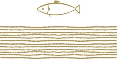 Produktbild von 20 Servietten Pure Fish - Fisch an Streifen gold 33x33cm