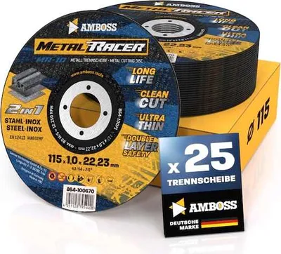 Obrázek produktu pro 25 ks řezacích kotoučů Amboss Metal Racer | Ø 115 mm – 1 mm – 22,23 mm |