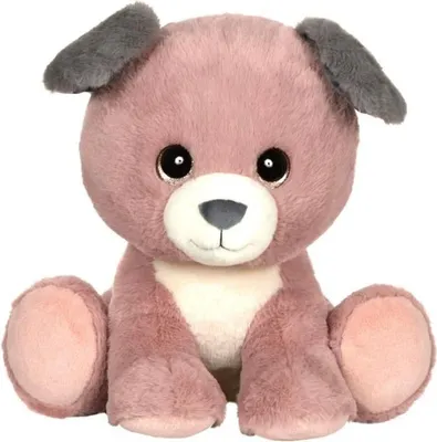 Produktbild von Plüschtier „Welpenaugen“ – GIPSY TOYS – Rosa-grauer Hund – 22 cm