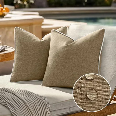 Produktbild von Set mit 2 Outdoor-Kissenbezügen, 50x50 cm, Khaki