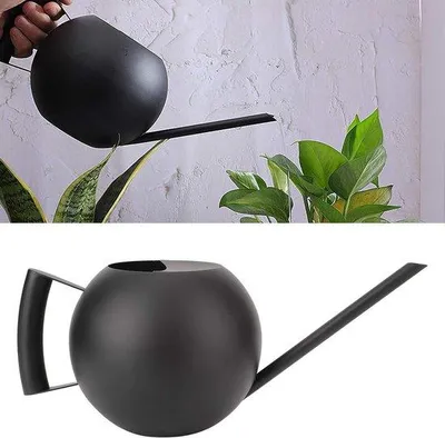 Immagine prodotto di Annaffiatoio per interni ed esterni - 33 oz/1 L - nero - acciaio inossidabile - piante da appartamento - multifunzionale