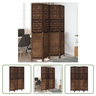 Produktbild von The Living Store 4-tlg. Raumteiler Dunkelbraun Massivholz Paulownia
