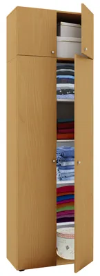 Image de Armoire en bois | Armoire avec 6 compartiments et portes tournantes | extensible | Dimensions env. 70 x H. 218 x D. 40 cm - Vandol