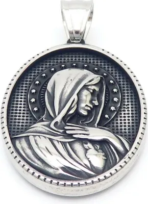 Produktbild von Anhänger Amulett heilige Motive Silber - Herz-Jesu-Maria (Madonna)