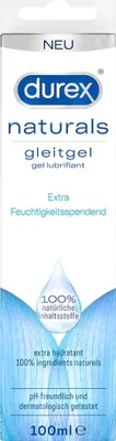 Produktbild von Durex Naturals Extra Feuchtigkeitsspendend Gleitgel, 100 ml, Gleitmittel auf Wasserbasis, Vaginal, Tube, Aqua, Glycerin, Propanediol, Xanthan Gum, Benzoic Acid, Sodium Hyaluronate, Potassium Lactate,..., 1 Stück(e)